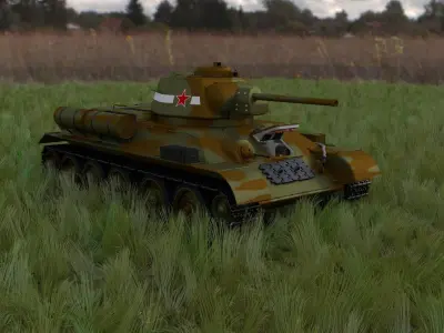 T34 76 Tank with Interior HDRI Camo 3D model