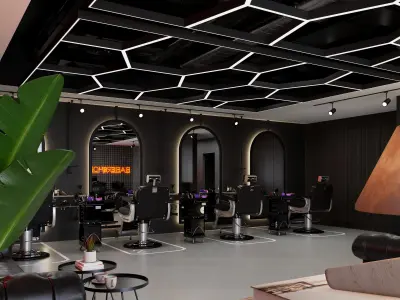 BarberShop hairdresser Interior 3D model