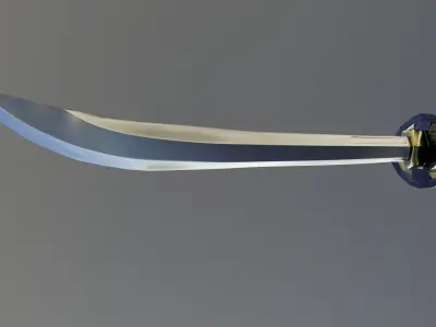 Naginata Game Ready 3D Model sword Low-poly 3D model