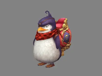 Cartoon gangster penguin mount Low-poly 3D model