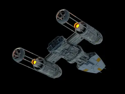 Y-Wing star wars spacecraft flying in air 3D model