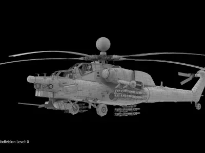 Mi-28N Gray Low-poly 3D model