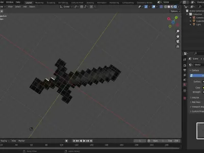 Minecraft stone sword Free low-poly 3D model