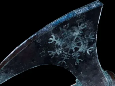 Norse Viking Frost Rune Axe Low-poly 3D model