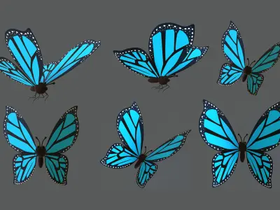 Cartoon Butterfly Wing Flapping 02 Animated Low-poly 3D model