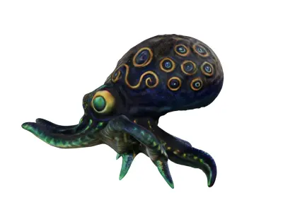 Bioluminescent octopus-squid Free low-poly 3D model