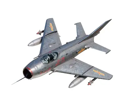 PBR PLAAF J6 J-6 Fighter Mig19 Farmer Low-poly 3D model