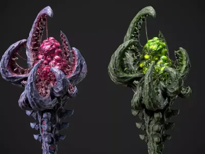 Eggs of Outer God Staff - Game ready 3D model Low-poly 3D model