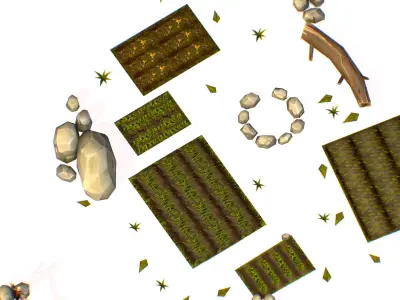 Handpaint Cartoon Garden grounds Place Gdn Low-poly 3D model