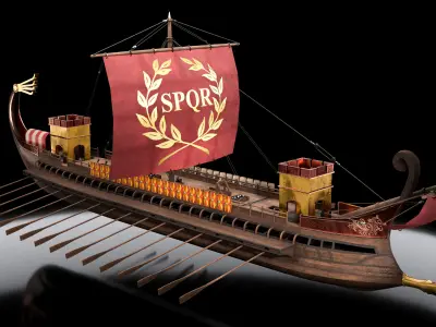 Roman Ship Galley Low-poly 3D model