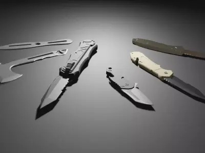 Tactical Smith And Wesson Knives pack Low-poly 3D model