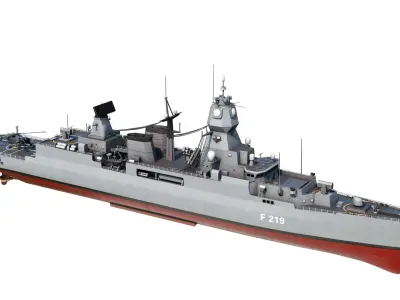 German navy F124 Sachsen-class frigate Low-poly 3D model