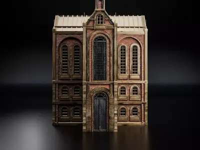 ART DECO STEAMPUNK BUILDING 02 Low-poly 3D model