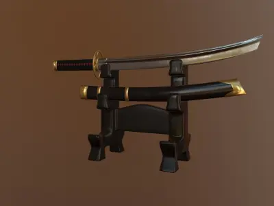 katana-02 two samurai swords Low-poly 3D model