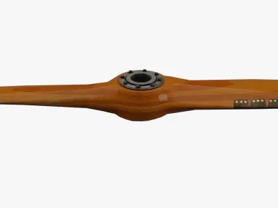 Vintage aircraft wooden propeller with hub 3D model