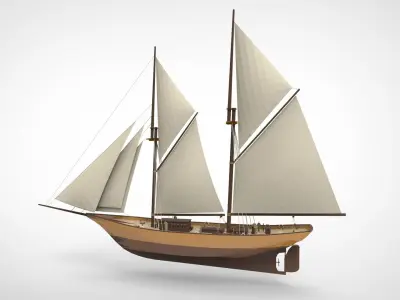 Historical sailing pinishi 3D model