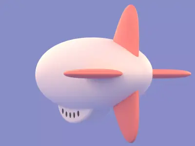 Cartoon Airship  Low-poly 3D model