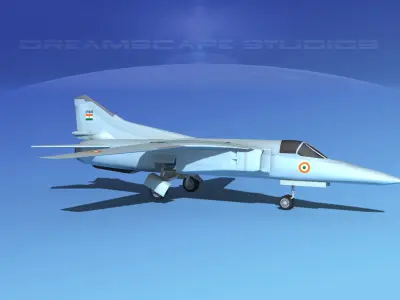 Mig-27 Flogger LP India Low-poly 3D model