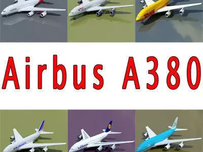 6 A380 Airline Textures 3D model