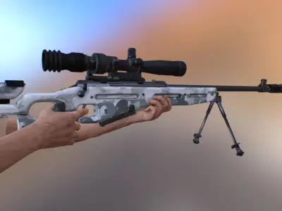 SV-98 Old Sniper Low-poly 3D model