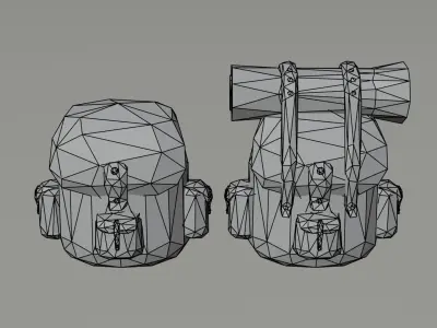 Cartoon fantasy backpack Polygonal Style Low-poly 3D model