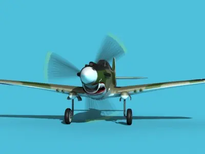 Curtiss P-40B Warhawk V06 USAAF 3D model