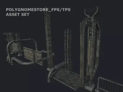 Rusty Industryal Environment Package Low-poly 3D model