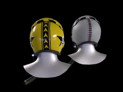 Fighter pilot helmet HGU-33 with MBU-12 oxygen mask Low-poly 3D model
