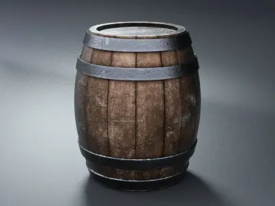 Wooden barrel Low-poly 3D model purchase