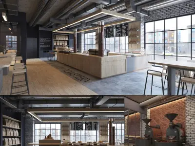 Coffee Roastery Shop Interior 3D model