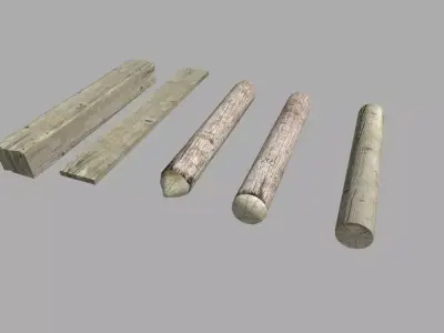 5 low poly wood pieces pack Low-poly 3D model