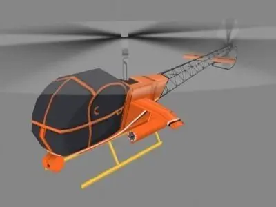 Helicopter orange flying in sky 3D model