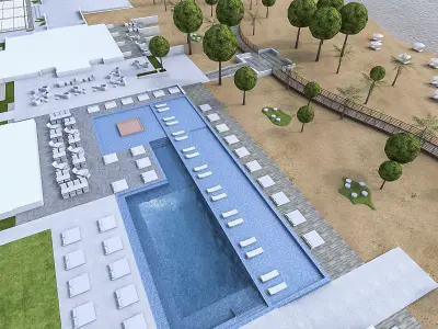 Beach Residence Resort Low-poly 3D model