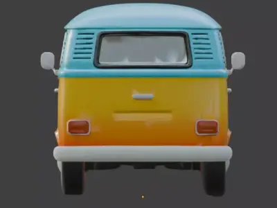 Stylized 3D Vintage Tropical Delivery Van Low-poly 3D model