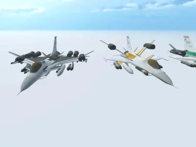 fighter jets Low-poly 3D model