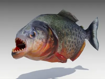 Piranha Animated Low-poly 3D model
