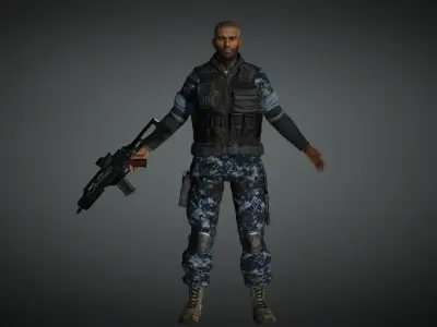 AAA Military Male Character 05 Low-poly 3D model