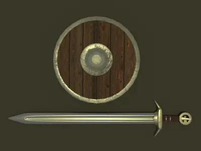 Medieval Sword and Shield 3D model