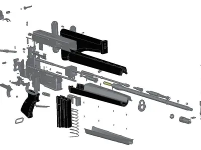 AR-180 assault rifle 3D model