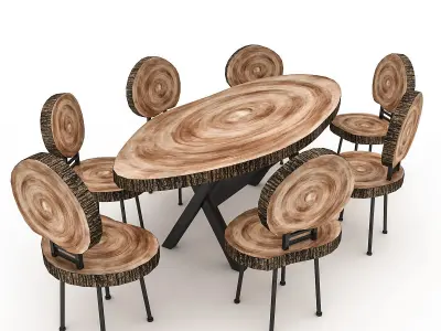 Wooden Garden Furniture 05 Low-poly 3D model
