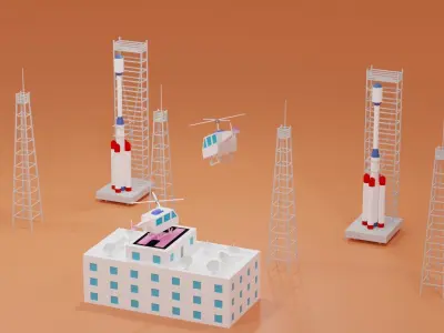 Space Center Launch Complex Low-poly 3D model