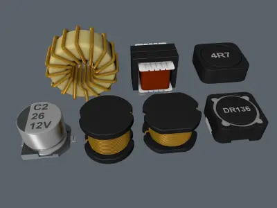 Electronic Components inductors 3D model