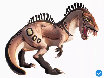 Rigged Alien Dinosaur Cartoon Gameready Low-poly 3D model