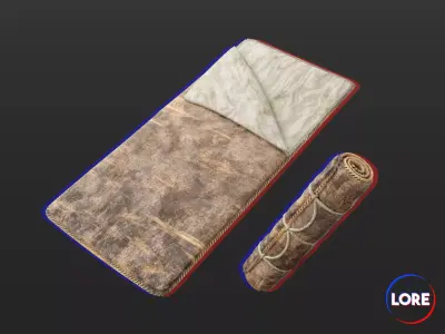 Medieval Crude Accessory Bedroll Low-poly 3D model