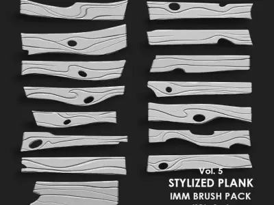Stylized Wooden Plank IMM Brush Pack 15 in One Vol 5 3D model