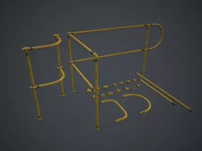 Modular Handrails PBR Game Ready Low-poly 3D model
