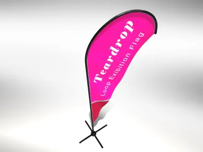 Animated Exhibition Flag-Teardrop 3D model