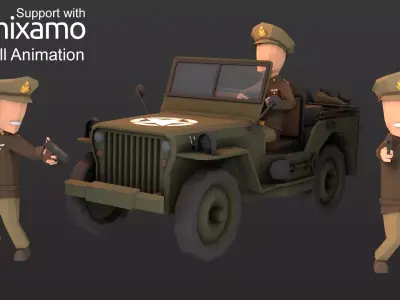 WW2 Us Commander Low-poly 3D model