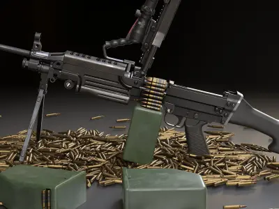 AAA M249 Game Ready PBR Low-poly 3D model