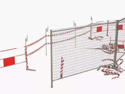 Construction Safety Elements Low-poly 3D model